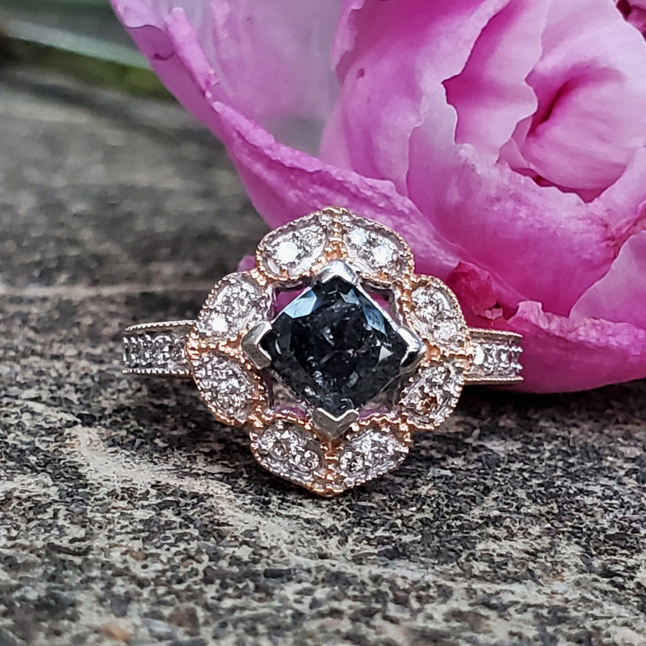 14k Rose Gold 1.65 CTW Salt and Pepper Diamond Ring DFR-25975