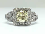 14k White Gold Natural Yellow Diamond Ring - DSR-23521