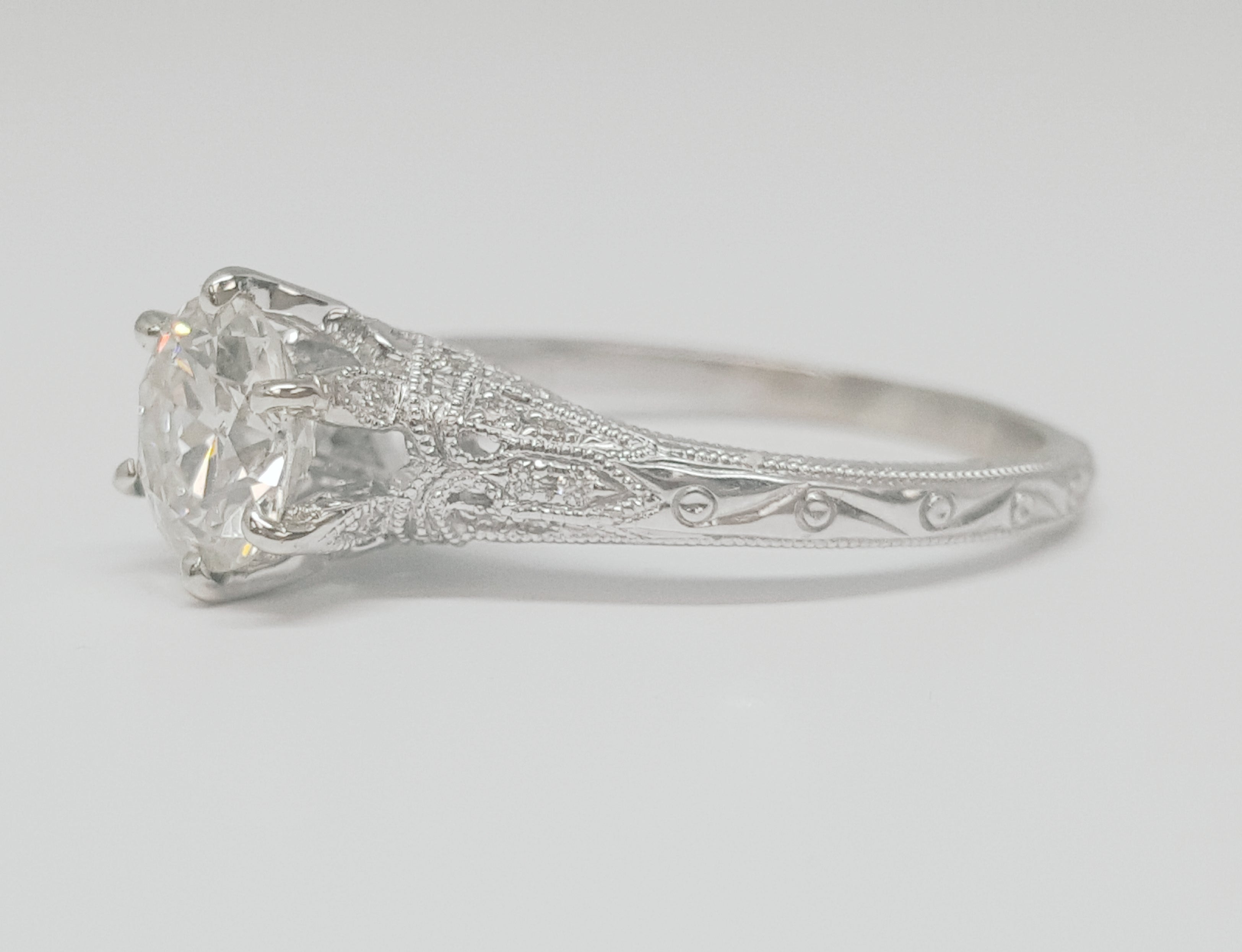 14k White Gold 1.11ctw Diamond Filigree Ring DSR-23618