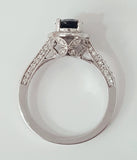 14k White Gold Oval Cut Blue Sapphire and Diamond Ring DCR-24420