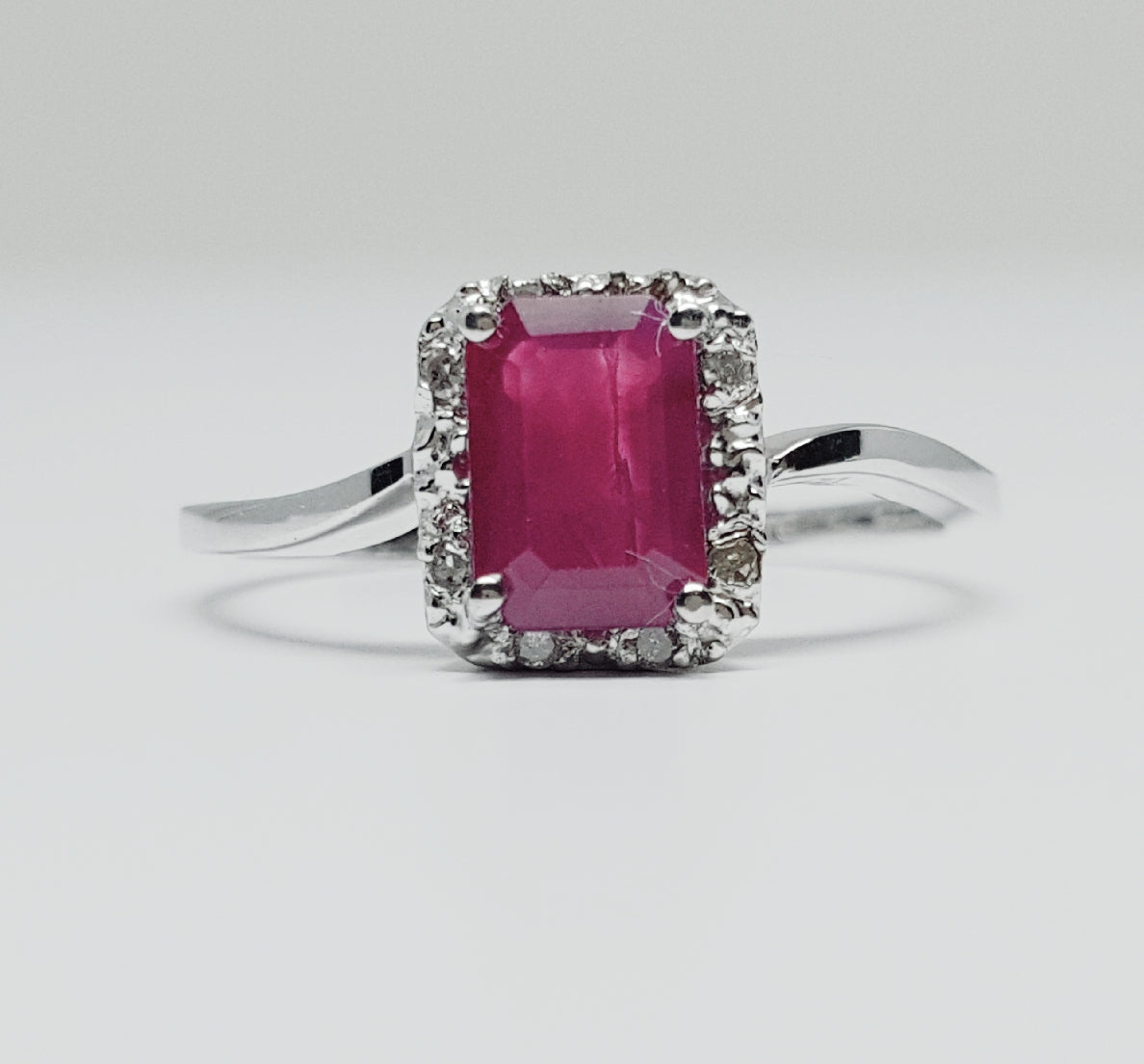 10k White Gold Ruby and Diamond Ring   DCR-24621