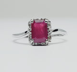 10k White Gold Ruby and Diamond Ring   DCR-24621