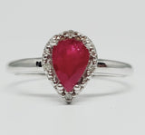 10k White Gold Pear Ruby and Diamond Ring   DCR-24622