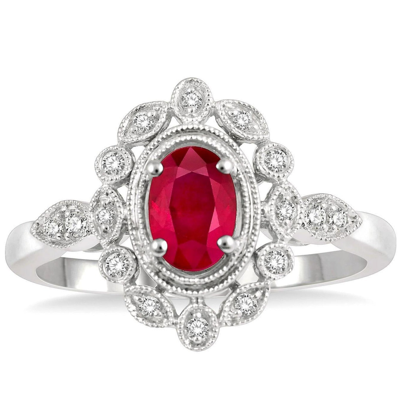 10k White Gold Ruby and Diamond Ring DCR-24703