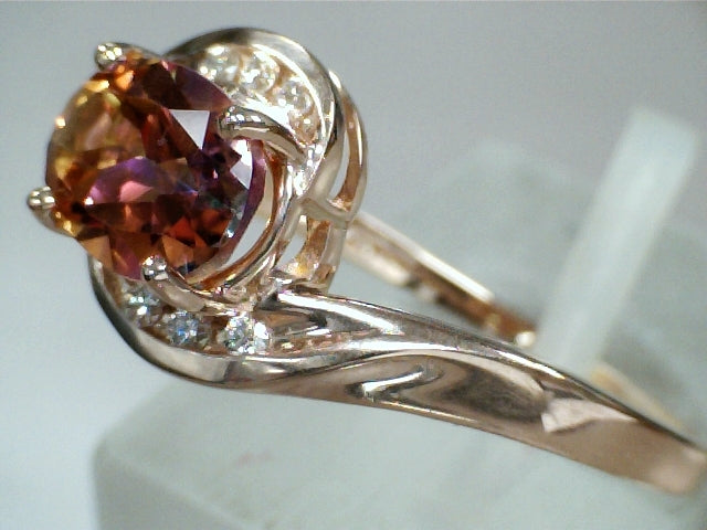 14k Rose Gold Diamond Sunrise Mystic Topaz Ring    DCR-24410