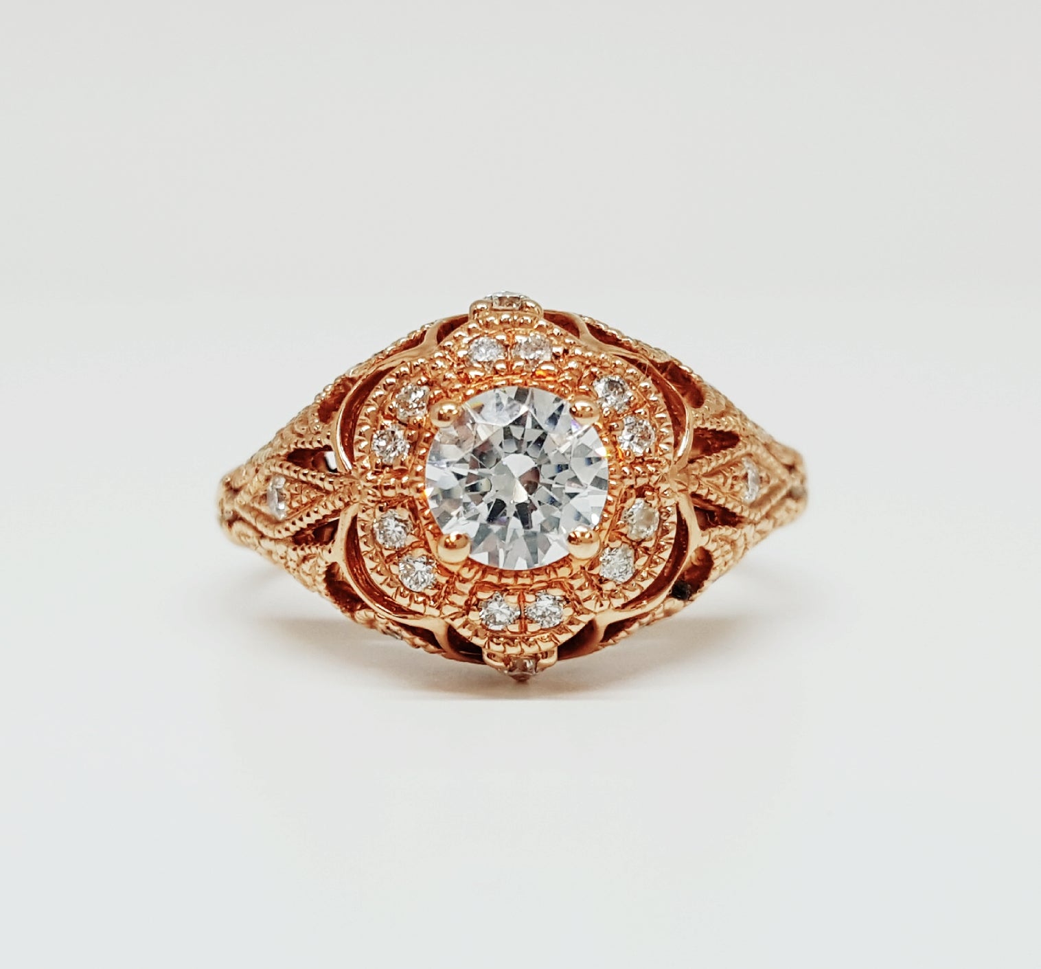 14k Rose Gold Round Lab Grown Diamond Ring DSR-23682