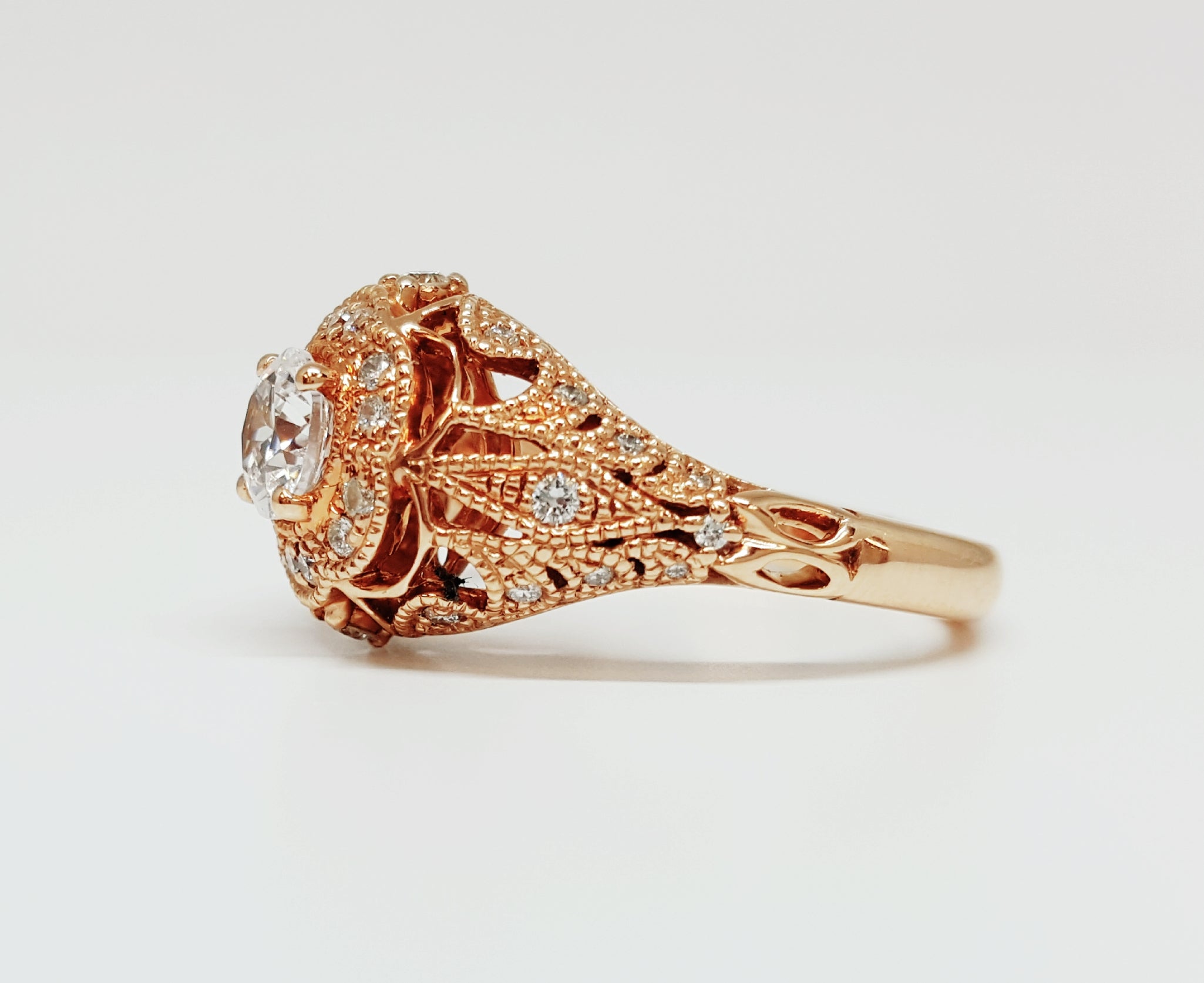14k Rose Gold Round Lab Grown Diamond Ring DSR-23682