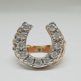 10K Yellow Gold 1 CTW Diamond Nugget Horse Shoe Ring   DGR-23290