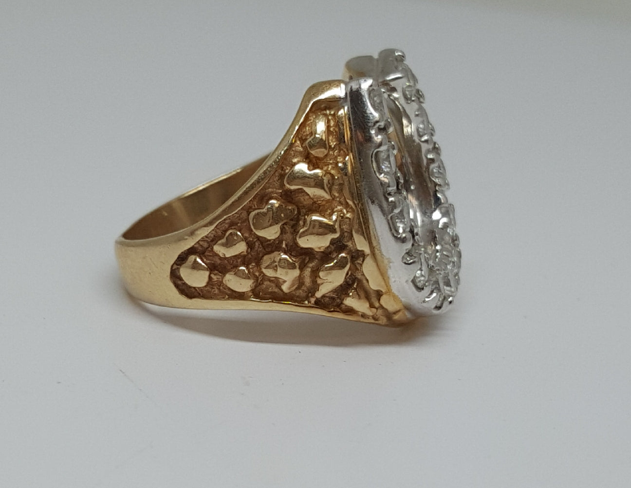 10K Yellow Gold 1 CTW Diamond Nugget Horse Shoe Ring   DGR-23290