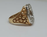 10K Yellow Gold 1 CTW Diamond Nugget Horse Shoe Ring   DGR-23290