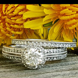 14k White Gold Round Brilliant Cut Diamond Ring & Band - DSR-23202