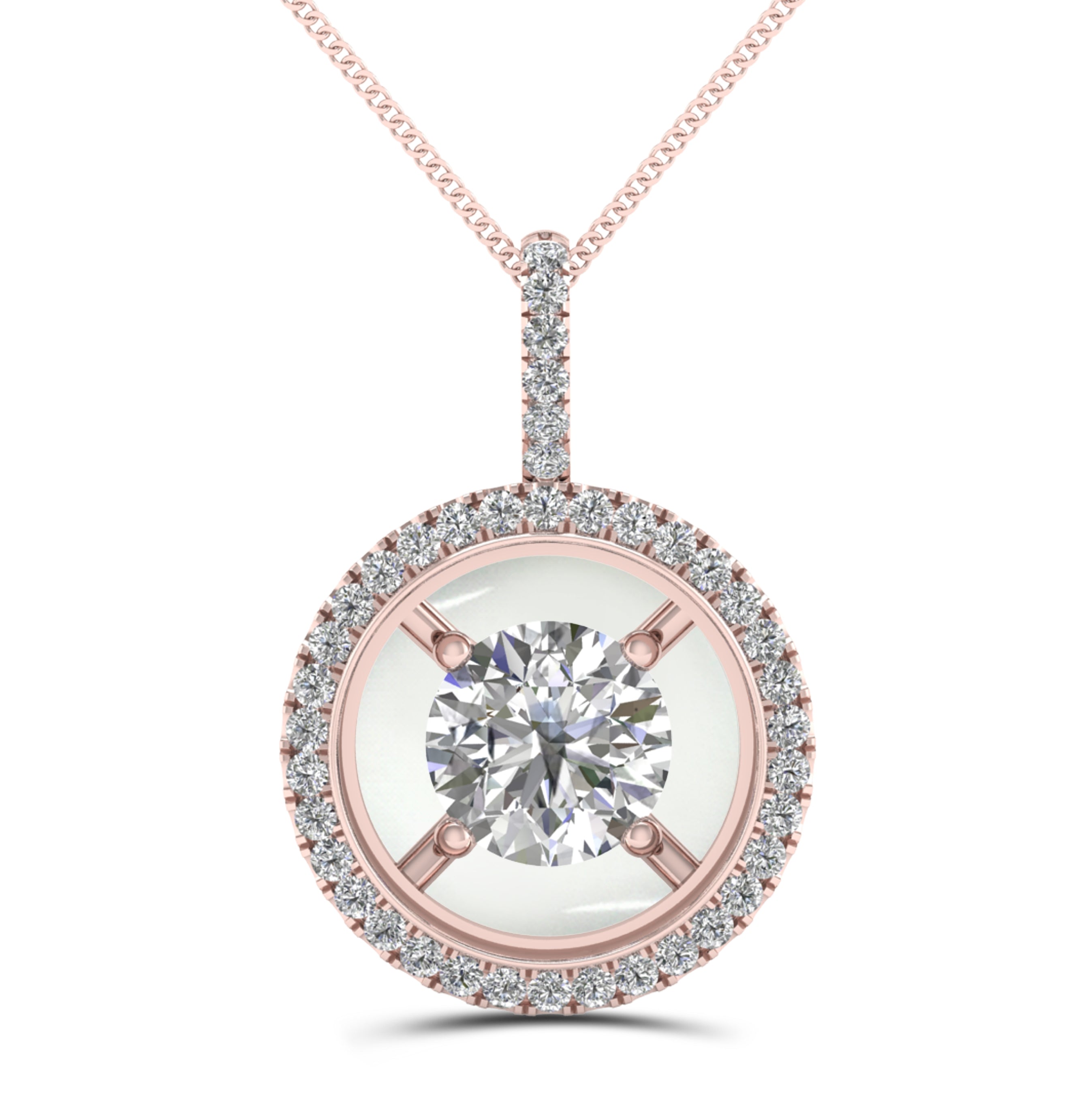 14k Rose Gold .25 Carat Round Magnificence Diamond Pendant - DPD-26449