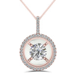 14k Rose Gold .25 Carat Round Magnificence Diamond Pendant - DPD-26449