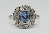14k White Gold Ceylon Blue Sapphire and Diamond Ring DEJ-24298