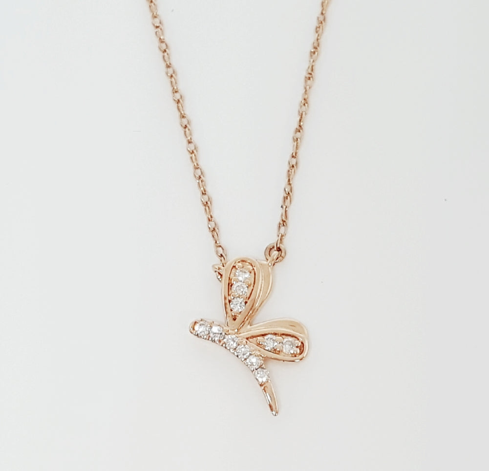 10k Rose Gold .05 CTW Diamond Dragonfly Pendant DPD-26707