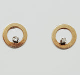 14k Yellow Gold Diamond in Circle Stud Earrings DER-25300