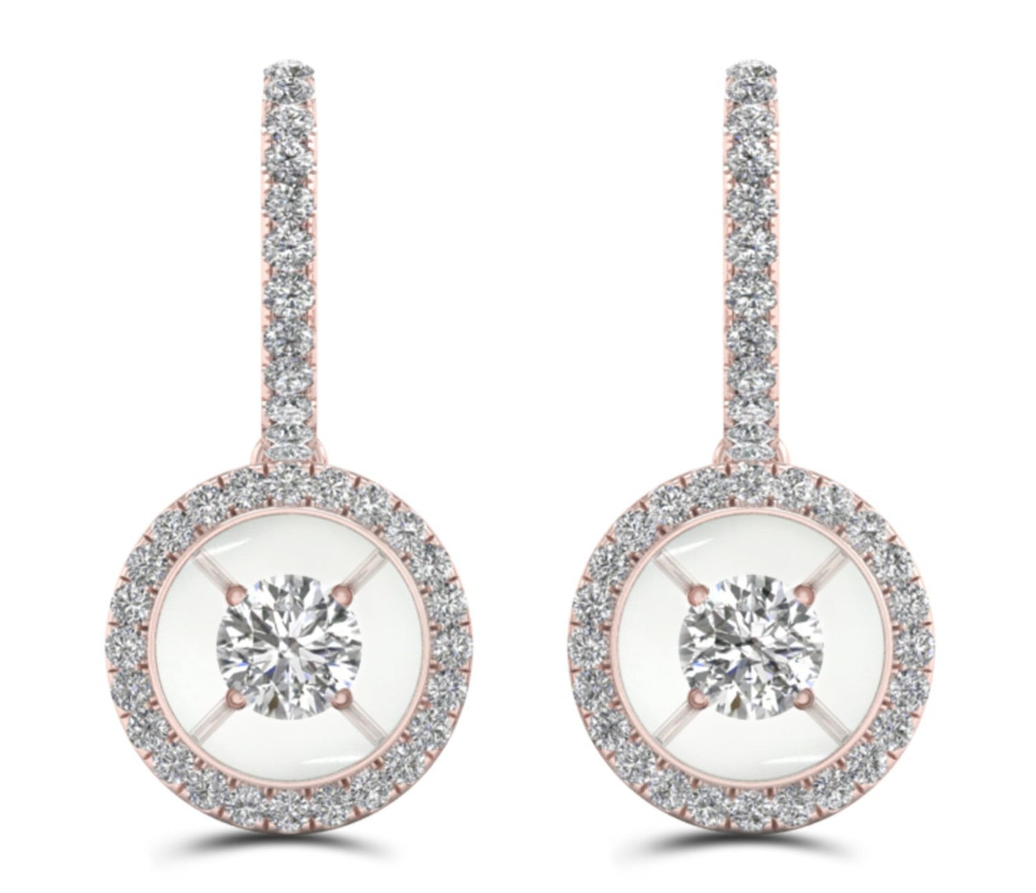 14k Rose Gold Magnificence Dangle Diamond Earrings -  DER-25527