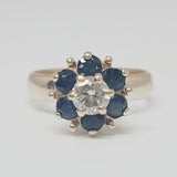 14k Yellow Gold Sapphire and Diamond Flower Ring DEJ-24200