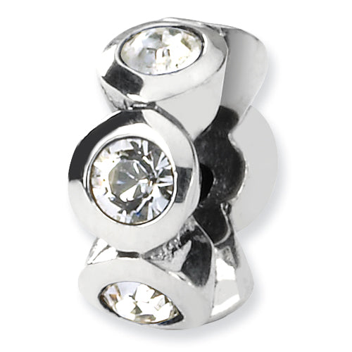 Sterling Silver April Bezel Crystal Reflections Bead REF-11156