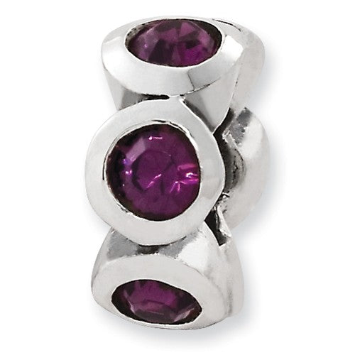 Sterling Silver February Bezel Crystal Reflections Bead REF-12208