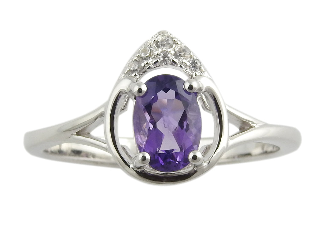 B Sterling Silver Amethyst Ring, Pendant, or Earring - February
