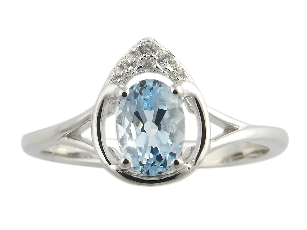 C Sterling Silver Sky Blue Topaz Ring, Pendant or Earring - March