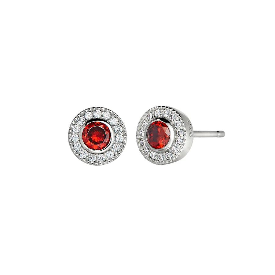 Add-A-Birthstone Sterling Silver Simulated Gemstone & Diamond Earrings