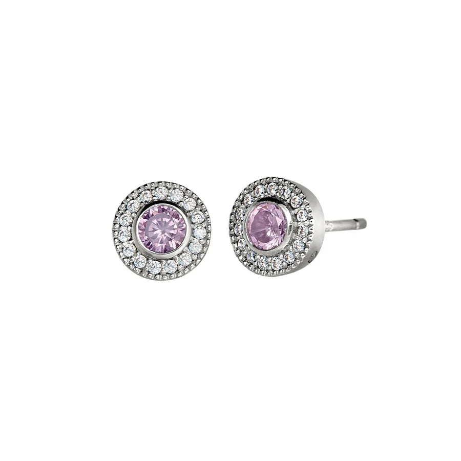 Add-A-Birthstone Sterling Silver Simulated Gemstone & Diamond Earrings