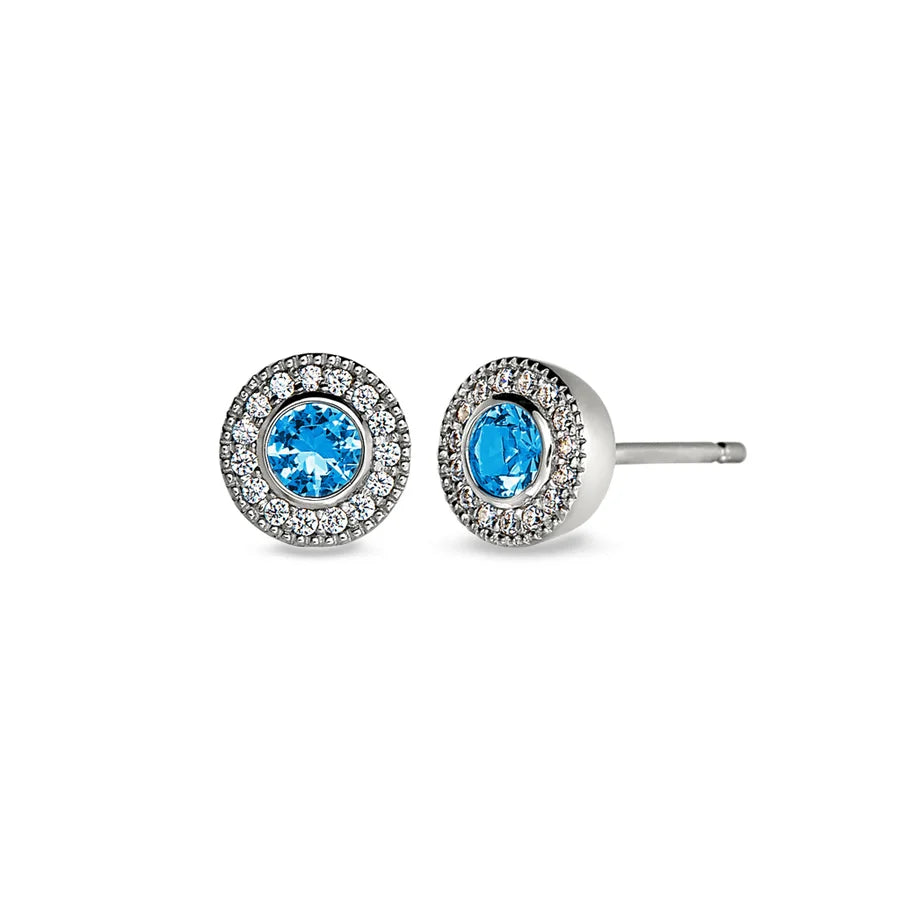 Add-A-Birthstone Sterling Silver Simulated Gemstone & Diamond Earrings