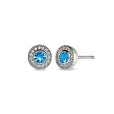 Add-A-Birthstone Sterling Silver Simulated Gemstone & Diamond Earrings