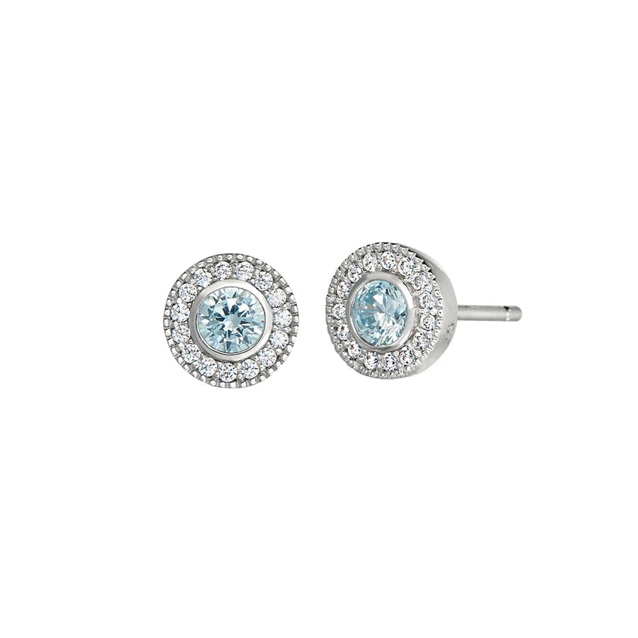Add-A-Birthstone Sterling Silver Simulated Gemstone & Diamond Earrings