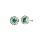 Add-A-Birthstone Sterling Silver Simulated Gemstone & Diamond Earrings