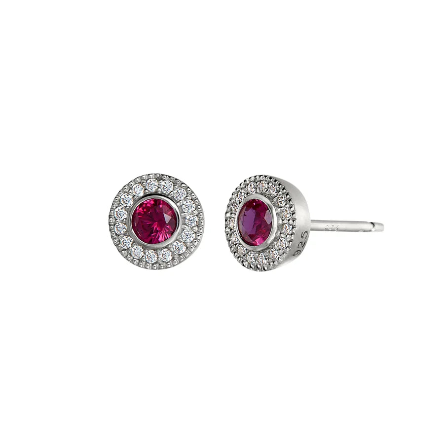 Add-A-Birthstone Sterling Silver Simulated Gemstone & Diamond Earrings