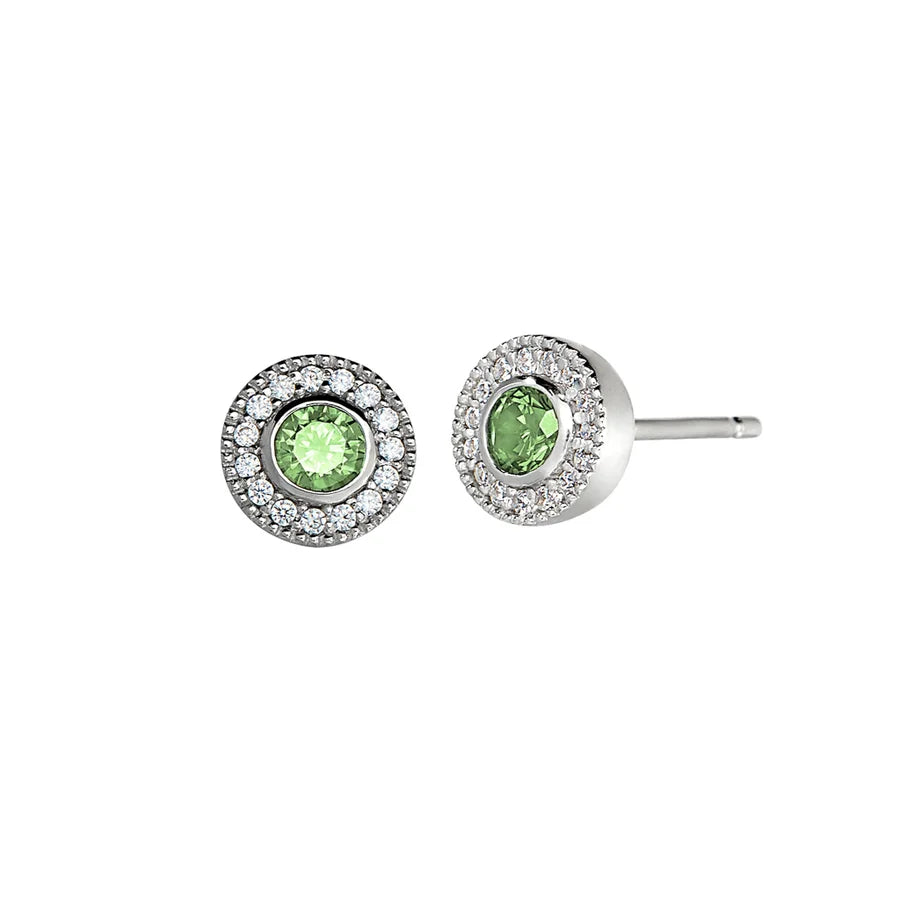 Add-A-Birthstone Sterling Silver Simulated Gemstone & Diamond Earrings
