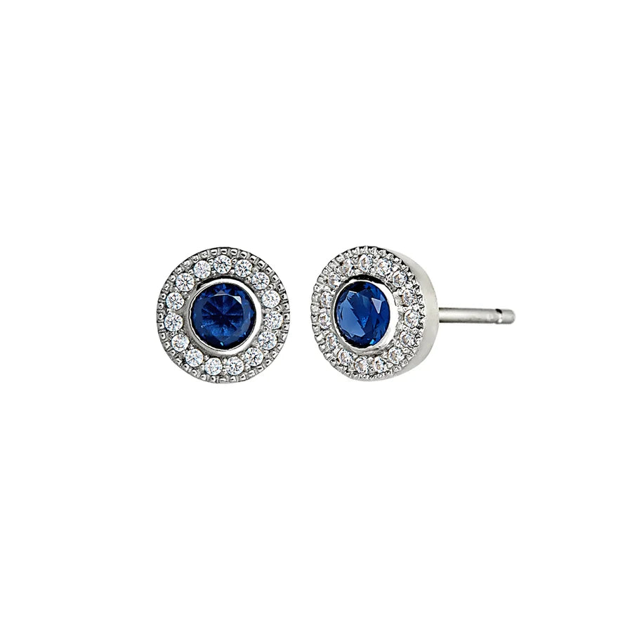 Add-A-Birthstone Sterling Silver Simulated Gemstone & Diamond Earrings
