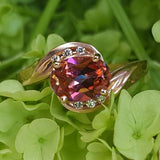 14k Rose Gold Diamond Sunrise Mystic Topaz Ring    DCR-24410