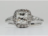 14k White Gold 1.35 CTW Princess Cut Halo Diamond Ring - DSR-23555