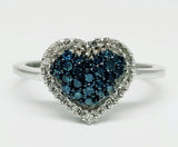 10k White Gold .40 CTW Blue Diamond Heart Halo Ring DFR-25957