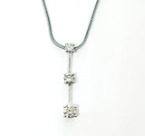 14k White Gold Three Diamond Pendant -  DPD-26611