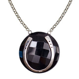 Sterling Silver Black Onyx Horseshoe Necklace