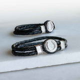 Colton - Horseshoe Dome Braided Equestrian Bracelet Silver on Black-Small ZGF-05140