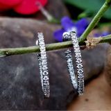 10K White Gold .25ctw Lab Grown Diamond Inside-Outside Hoop Earrings DLB-10106