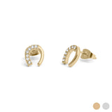 18K Gold PVD Stainless Steel Horse Shoe Stone Earring Gold Tone SSJ-13656