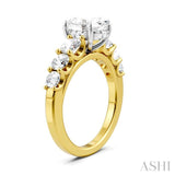 1 1/10 Ctw Oval Shape Round Cut Diamond Semi-Mount Engagement Ring in 14K Yellow and White Gold