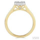 1/2 Ctw Octagonal Shape Baguette and Round Cut Diamond Ladies Ring in 14K Yellow and White Gold