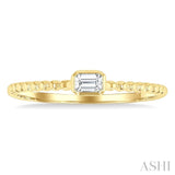 1/6 Ctw Ball Bead East-West Bezel Set Emerald CutDiamond Stackable Petite Fashion Ring in 14K Yellow Gold