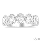 1 1/2 Ctw 5-Stone Bezel Set Oval Cut Diamond Fashion Band in 14K White Gold