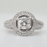 14 K White Gold Halo Diamond Ring      DSR-23713