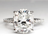 14k White Gold 3.68CTW Lab Grown Cushion Cut Diamond Ring- DSR-23729