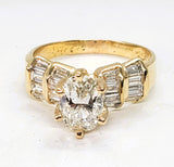 14K Yellow Gold 2CTW Oval and Baguette Diamond Ring DSR-23825